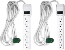 GoGreen Power Inc. G-16103M-12-2 6 Outlet Surge Protector, 12FT Cord, White...