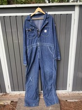 Size 48 Vtg Pointer Brand Denim Coveralls Jumpsuit Workwear USA Made Tall 67"