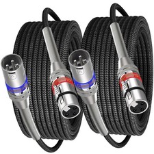 2 Pack XLR Cables 10ft Nylon Braided Microphone Cord Balanced Colorful