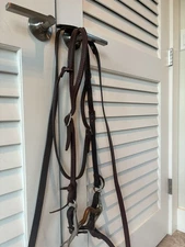 Fixed One Ear Western Horse Bridle W/ Copper Curb Bit & Really Long Loop Reins