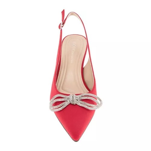 New BCBG Generation Red Slingback Crystal Bows Kitten Heel Size 7 - Picture 4 of 15