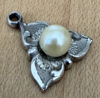 Efeu Blatt / Perle Anhänger 925 Sterling Silber 1,7g Alpha Kappa Alpha symbolisch