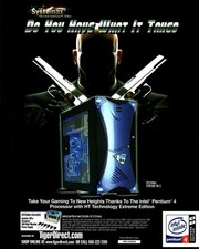 Anuncio impreso de revista para juegos Intel Pentium 4 Systemax Venture Hue X Hitman 2005