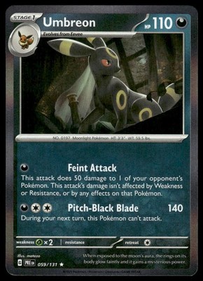 Umbreon 059/131 Holo Rare Prismatic Evolutions Pokemon Near Mint