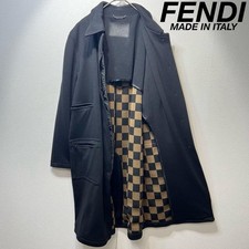 FENDI Nylon check design soutien collar coat size 40