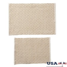 Handwoven Diamond Bath Rug Set 2pcs Anti Skid Soft Cotton Machine Washable New