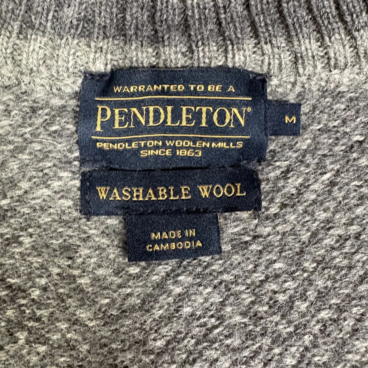 Cárdigan Pendleton Shetland Lana Cremallera Completa M Gris Mármol Cuello Simulado Suéter