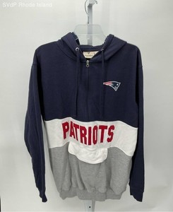 New England Patriots Grey White Blue and Red 1/2 Zip Hoodie - Size LT