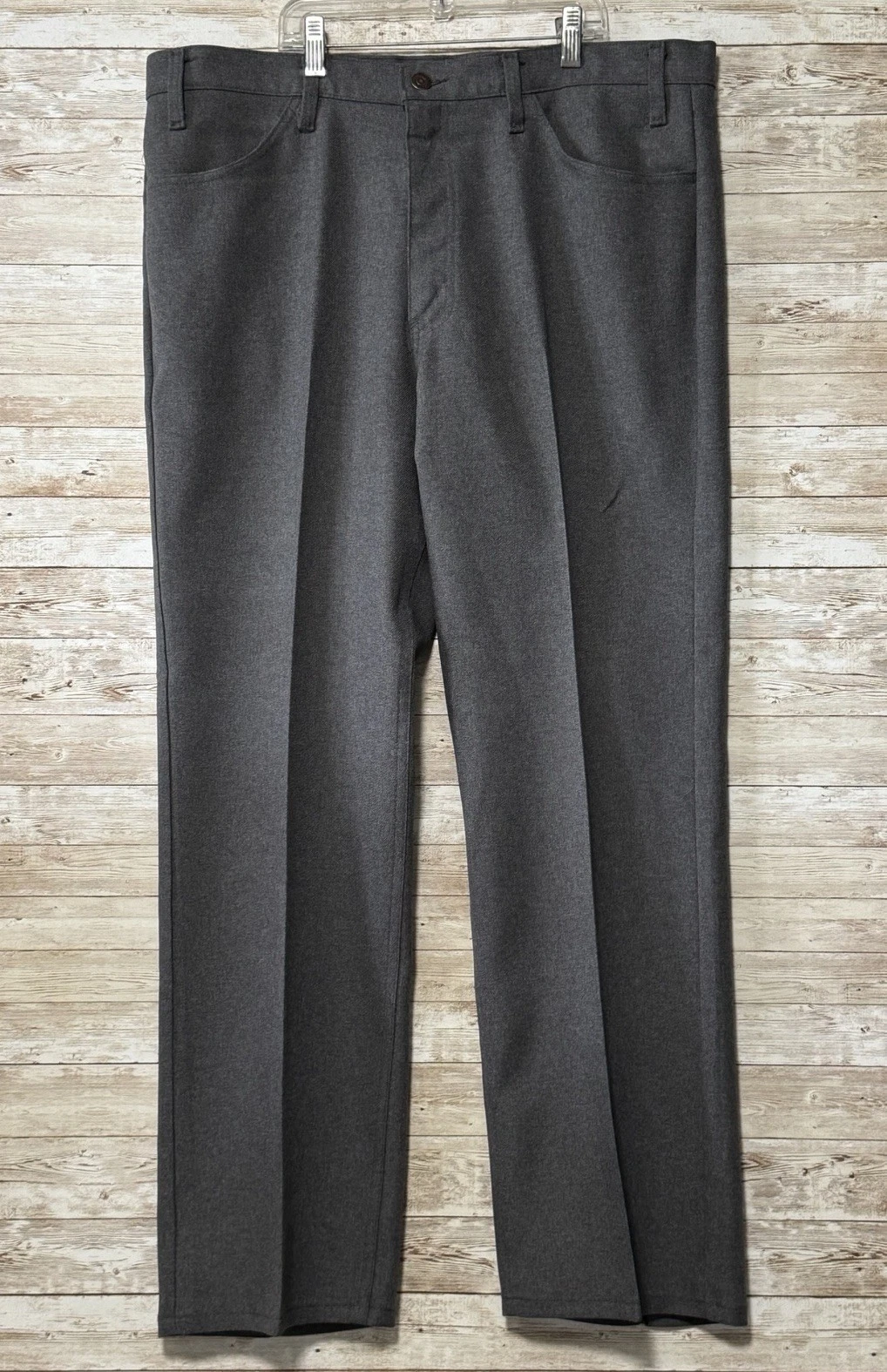 VTG Levis Gray Dacron Polyester Pants 38x30 Scovill Zipper Gray Tab USA Made 80s
