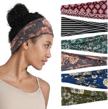 Wide stretchy headbands 6 pack yoga workout running non-slip hair bands