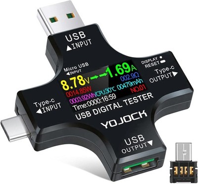 2in1 USB C Tester Strom Spannung Power Kapazität Messgerät