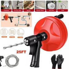 Drain Auger, 25Ft Plumbing Snake Drain Clog Remover Tools for Sink & Drain