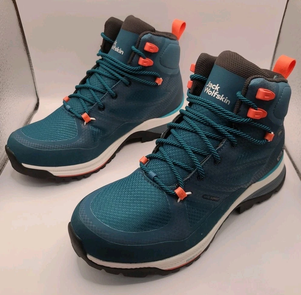 NEW Jack Wolfskin Force Striker Texapore Hiking Boots - Blue/Coral Size 8