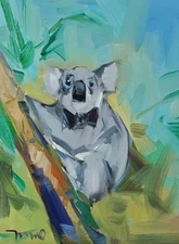 Koala Wildlife Art PRINT Painting 16x20 by Modern Artist Jose Trujillo Bright