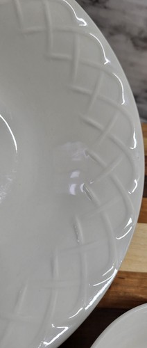 Oneida Picnic Pattern Lot White Ceramic 5pc Woven Texture Serving Bowl... - Picture 3 of 9
