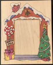 All Night Media Christmas North Pole Frame Rubber Stamp