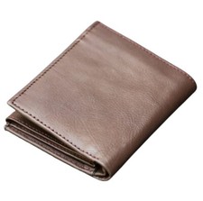 Men PU Luxury Cow Leather Wallet Frosted Material Youth Credit Card Holder
