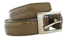 Pierre Cardin Shiny Taupe Classic Silver D-Ring Adjustable Belt Adjustable Mens