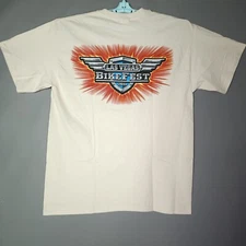 2011 Las Vegas BikeFest Motorcycle Shirt L Beige NWOT Deadstock NOS Lofteez
