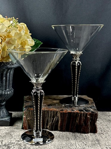 Wallace Silversmiths Royal Onyx MARTINI Glasses in Original Box - A Pair - Picture 2 of 5