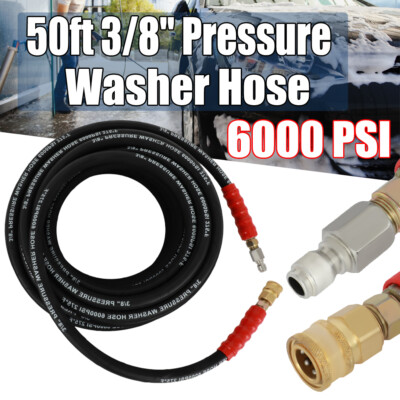 #ad High Quality Hot Water Pressure Washer Hose 3 8quot; x 50ft 6000psi 2 Braid R2 Black $58.38
