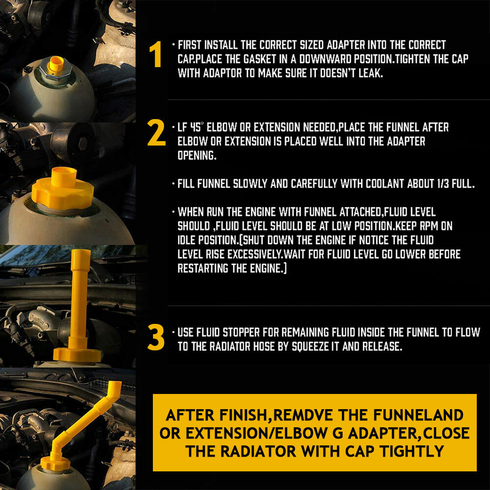 15X Radiator Coolant Funnel Car Vehicles Antifreeze Bleeder Spill Free