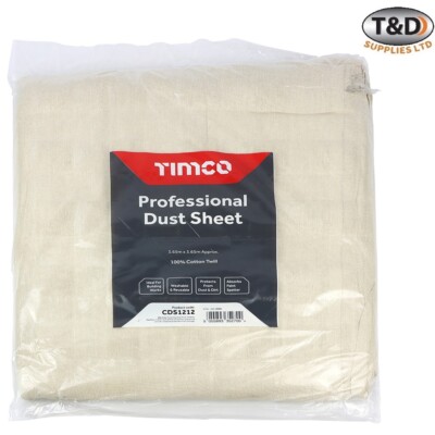 Timco 12 Fuß x 12 Fuß Baumwollköper Staub Blatt - Professioneller Waschbarer & Zum Selbermachen Bezug