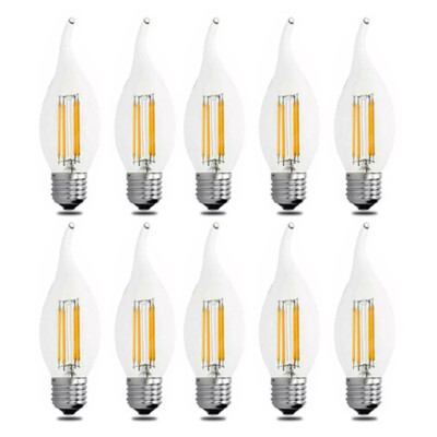 10PCS E27 Screw In LED kerzenbirnen Filament Leuchtmittel 4W Kerze Lamp Warmweiß