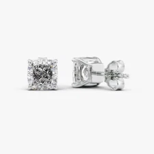 IGI Certified 2.00 Ct Lab Created Cushion Diamond Stud Earring in 14K White Gold