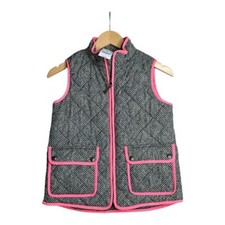 New Girls Crewcuts Herringbone Puffer Vest size 10 Pink/Black