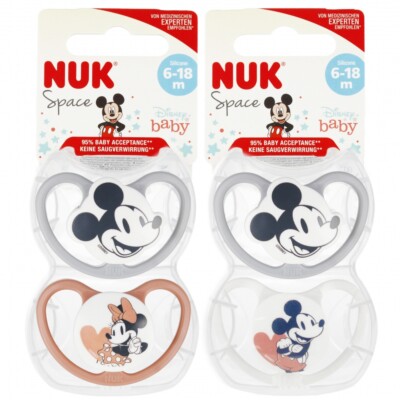 4008600402015 NUK Smoczek uspokajający silikonowy 6-18m Space Disney Miki mix 10