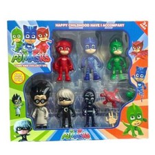Pj Masks 9 St&uuml;ck Action Figuren & Zubeh&ouml;r Geschenkbox Set Neu Kinder