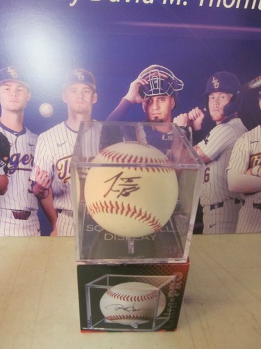 TRE MORGAN III LSU TIGERS TAMPA BAY DEVIL RAYS FIRMADO LOGOTIPO LSU BÉISBOL EN CUBO - Imagen 1 de 7