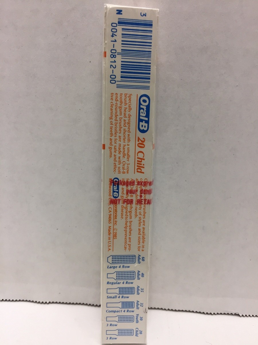 VTG Blue 1985 Oral-B 20•CHILD 3 ROW Toothbrush NIB Clear Round