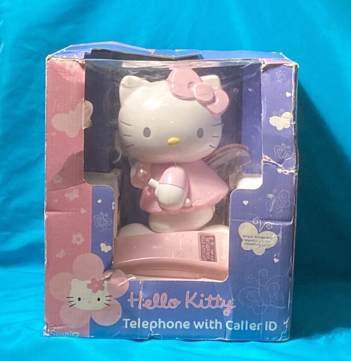 Vintage HELLO KITTY FAIRY CORDED TELEPHONE  Lights Up & Has Caller ID New In Box