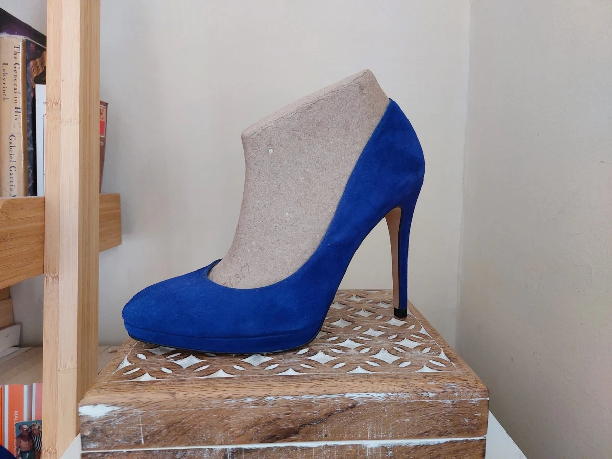 LK Bennett blue velvet high heels