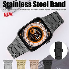 Premium Stainless Steel Strap fr Apple Watch 8 7 6 5 Bling Emery AP Mod Kit Band