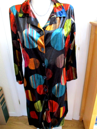 OUT OF XILE LONG JACKET/COAT VELVET ECLIPSE MULTICOLOURED Size 2 (12/14) ENGLAND - Picture 1 of 14
