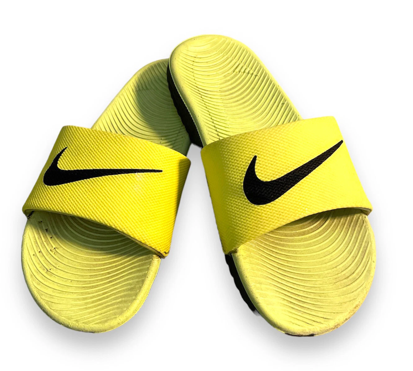 Sandali Nike Kawa giallo fluo slides Swoosh 819352 001 giovani 2 anni bambino grande