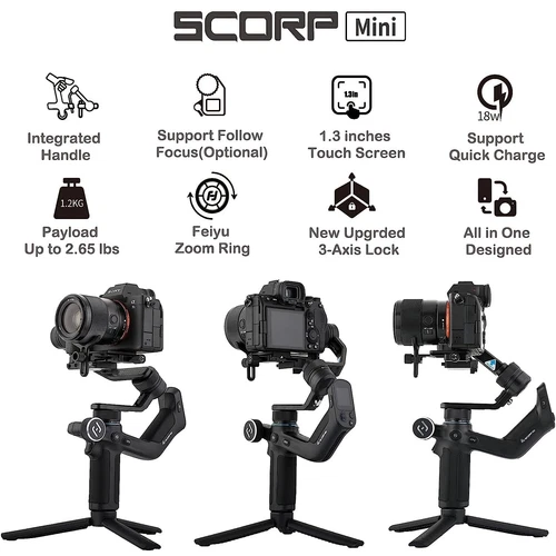 Feiyu Tech SCORP-Mini 3-Axis Camera Gimbal Stabilizer for Smartphone GoPro