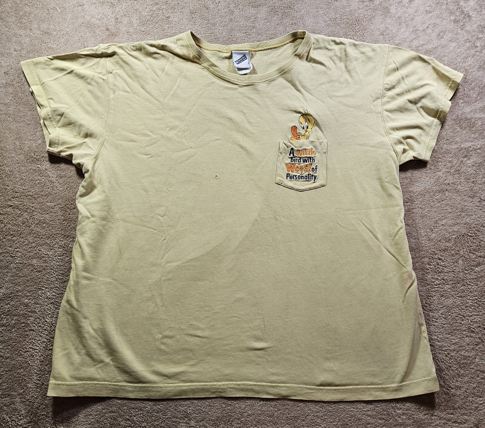 Vintage 2000 Warner Bros Tweety Bird Yellow T-Shirt Women's XL Y2K Looney Tunes