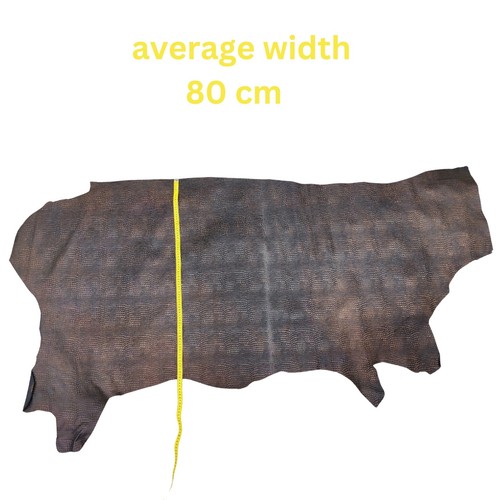 Dark brown vintage metallic crocodile embossed cow leather hide for bag & craft - Picture 5 of 10