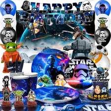 Star & Wars Theme Birthday Party Supplies Plate Balloon Yoda Banner Decoration