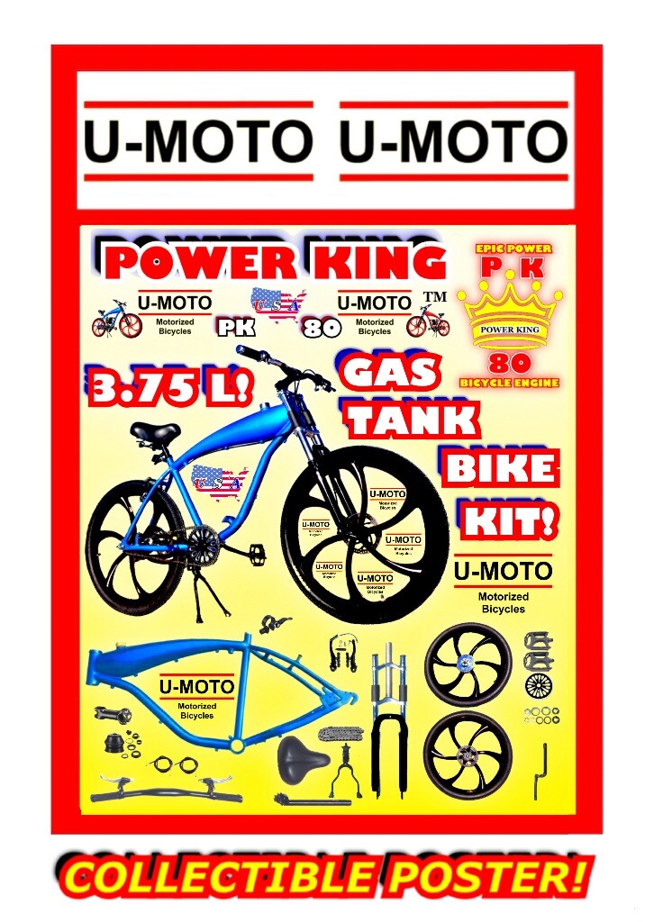 49cc/66cc/80cc 2-STROKE MOTORIZED BIKE GAS TANK FRAME KIT COLLECTIBLE POSTER