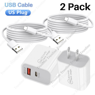Fast Wall Charger Block 20W Power Adapter USB Cord Lot For iPhone 14 13 12 11 XR