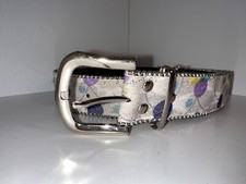 Glitter, geometric design, silver tone, buckle 37  L. 1.25  W adjustable belt.