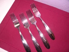 Set Of 4 Oneida Landon Glossy Stainless Steel Flatware Dinner Forks 8 In. GE4