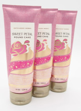  3 Bath  Body Works SWEET PETAL POUND CAKE Body Cream w/ Hyaluronic Acid 8oz