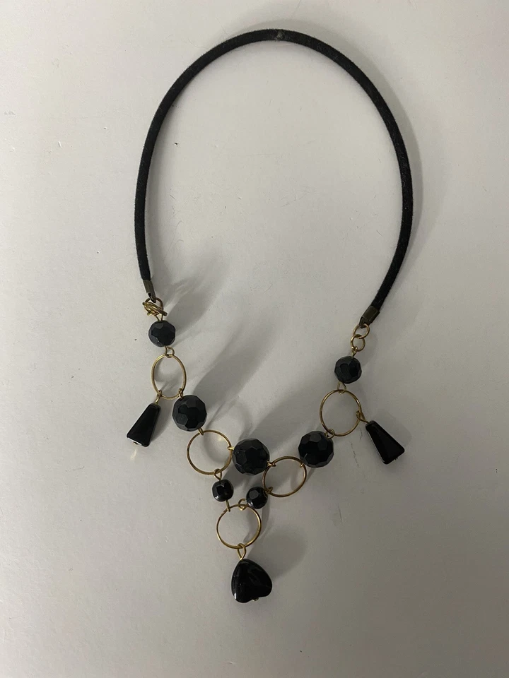 Colar Gargantilha Colar Banhado a Ouro Rosa Preto Anéis Corda Círculo Joia Mulher - Imagem 4 de 4