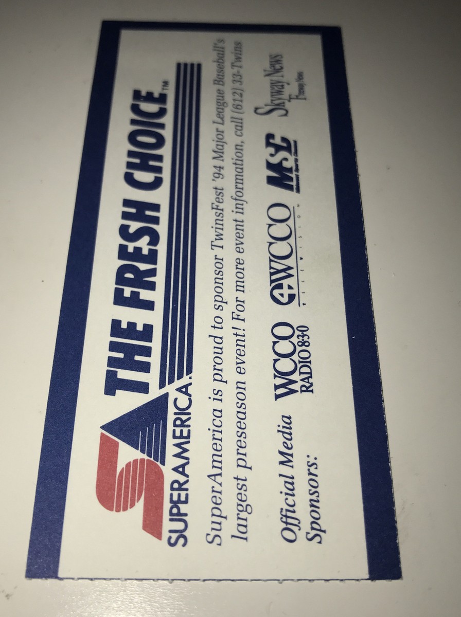 1994 Metrodome Minnesota Twins Fest Twinsfest Ticket Stub